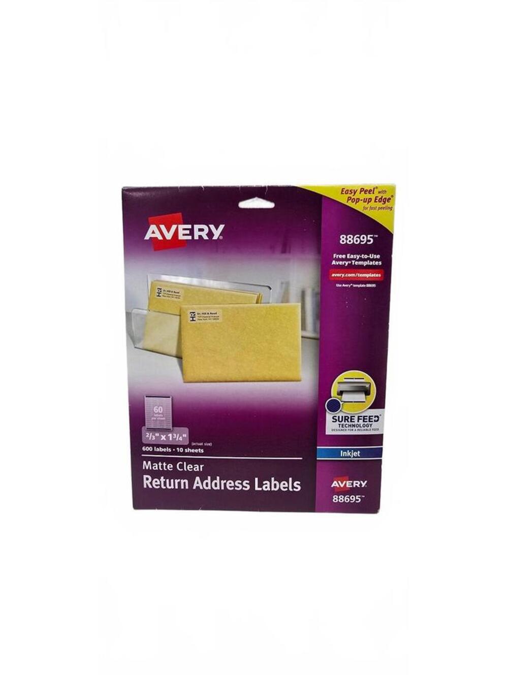 Avery Matte Clear Return Address Labels 88695 - 600 Labels, 10 Sheets